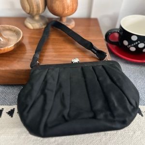 Vintage Black satin clutch